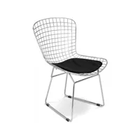 chaise de salle à manger en acier - grid design - lived noir
