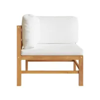 canapé de jardin - canapé d'angle avec coussins crème bois de teck solide togp46093