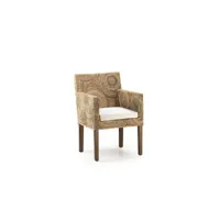fauteuil bois rotin marron 56x60x85cm - bois-rotin - décoration d'autrefois