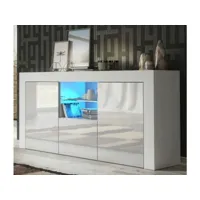 meuble tv haut big jive 145 cm blanc laqué avec leds
