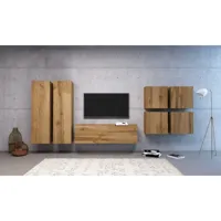 ensemble de meubles de salon 4 - chêne wotan - style moderne vivo set 4