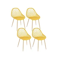 lot de 4 chaises d'extérieur malaga en polypropylène - jaune
