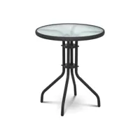 table de jardin ronde plateau de verre diamètre 60 cm noir helloshop26 14_0003615