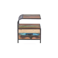 table de chevet gauche 1 tiroir fer-bois - seattle - l 50 x l 40 x h 56 cm - neuf