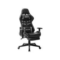 chaise de bureau avec repose-pied chaise gamer  fauteuil de bureau noir et gris cuir artificiel meuble pro frco47695