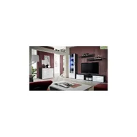 ensemble meuble tv mural galino b avec led - corps noir mat/ front blanc de haute brillance 23 zw gb