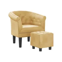 fauteuil scandinave fauteuil cabriolet avec repose-pied doré similicuir ,70x56x68cm