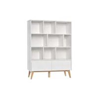 bibliothèque swing blanc hêtre naturel 120 x 160 x 42.5 cm