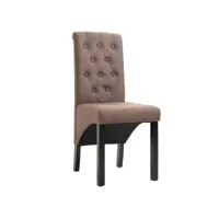 chaise capitonnée tissu marron et bois noir neta - lot de 2