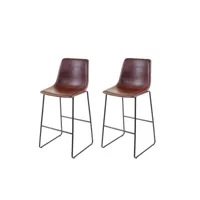 lot de 2 chaises de bar tabourets hauts en synthétique marron style vintage 04_0000136