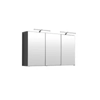 armoire de toilette bobbi 120cm modèle 2 3 portes & eclairage led - graphite