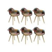 bradu - lot de 6 fauteuils patchwork motif vintage