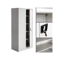armoire de bureau verrouillable dotée de 4 étagères meuble 5 niveaux gris helloshop26 08_0000383