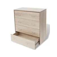 buffet bahut armoire console meuble de rangement avec 4 tiroirs 71 cm couleur de chêne marron helloshop26 4402121