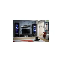 ensemble meuble tv mural galina c avec led 320x190x45 cm - corps noir mat/ front blanc et noir de haute brillance 24 wsh gc