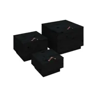 armoire de rangement, boîtes de rangement et couvercles 3 pcs noir bois massif de pin pks70350 meuble pro