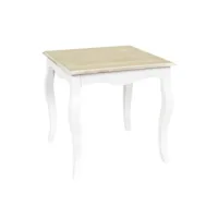 clemence - table d'appoint blanche plateau effet bois