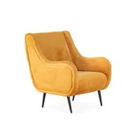fauteuil thai natura jaune velours métal 70 x 88 x 80 cm