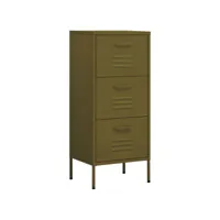 armoire de rangement, commode, meuble de rangement vert olive 42,5x35x101,5 cm acier sbc9388 meuble pro