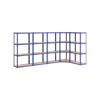 etagères à 4 niveaux 5 pcs, etagère de rangement, étagère charge bleu acier et bois d'ingénierie asw60659 meuble pro