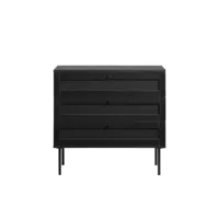 rinto - commode 3 tiroirs en bois et métal l80cm - couleur - noir