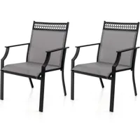 giantex lot de 2 chaises terrasse, chaises de jardins extérieur, fauteauils avec accoudoirs, siège large, pour jardin, porche, charge 150kg(66x61x90cm[2],gris)