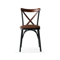 chaise de cuisine en métal noir et bois massif foncé kizen - lot de 4