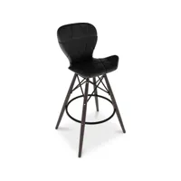 chaise de bar design scandinave avec pieds en bois sombre - laila  noir