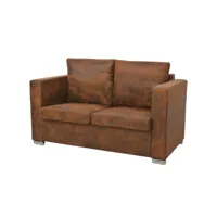 canapé fixe 2 places  canapé scandinave sofa 137 x 73 x 82 cm cuir daim artificiel meuble pro frco39019