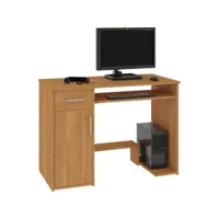 kilig - bureau pc informatique moderne 90x74x50 cm - support unité centrale + tiroir + niche rangement - table ordinateur - aulne