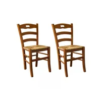 lot de 2 chaises rustiques chêne-paille n°1 - pisa - l 45.5 x l 42.5 x h 88 cm