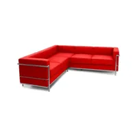 chaise longue 5 places - revêtement en cuir - kart rouge