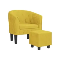 fauteuil salon - fauteuil cabriolet avec repose-pied jaune velours 70x56x68 cm - design rétro best00001770228-vd-confoma-fauteuil-m05-978