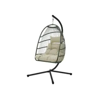 fauteuil suspendu 100x105x195 cm kaki en polyester avec structure et coussin ml-design