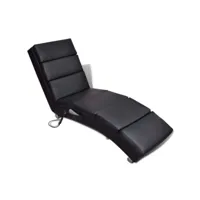 chaise longue de massage  bain de soleil transat noir similicuir meuble pro frco64148