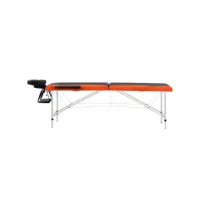 vidaxl table de massage pliable 2 zones aluminium noir et orange 110227
