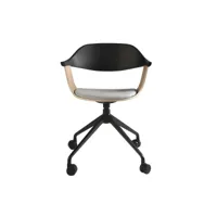 chaise de bureau pivotante en tissu gris clair et pvc noir