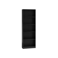 florence - bibliothèque contemporaine 5 niches salon/bureau/chambre 30x40x182 - meuble de rangement multifonctionnel livres dèco - noir