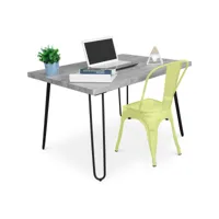 ensemble de bureau - design industriel 120cm - hairpin + chaise de salle à manger - stylix jaune pâle