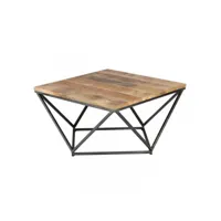 table basse carrée métal-bois - konx - l 95 x l 95 x h 50 cm