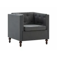 fauteuil chaise siège lounge design club sofa salon revêtement en tissu gris foncé helloshop26 1102345