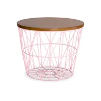 table d'appoint ronde - design industriel - bois et métal - basker rose