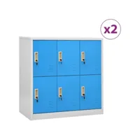 armoires à casiers 2 pcs gris clair et bleu 90x45x92,5 cm acier