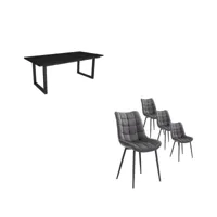 ensemble meubles table manger 200 noir style industriel lot de 4 chaises de salle à manger chaise tapissée