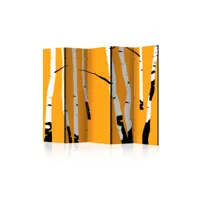 paravent 5 volets - birches on the orange background ii [room dividers] a1-paraventtc0621