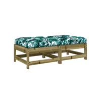 2 pcs repose-pieds de jardin, tabouret pouf, tabouret bas avec coussins bois de pin imprégné lqf58072 meuble pro
