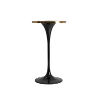 table de bar ronde marbre et métal noir nath
