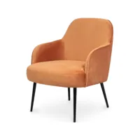 chaise de salle à manger tapissée - velours - hyra orange