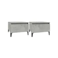 tables d'appoint 2 pcs, bouts de canapé gris béton 50x46x35 cm bois d'ingénierie togp53105