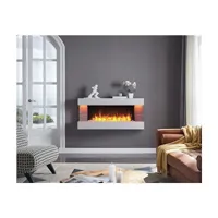 richen cheminée électrique murale helia  foyer électrique avec effet de flammes 3d  chauffage 2000w, éclairage led  cheminée avec télécommande, minuteur & thermostat  gris béton